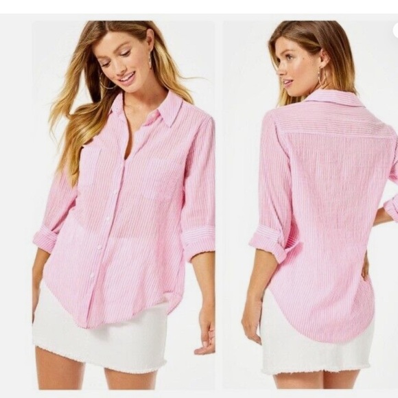 LILLY PULITZER SEA VIEW BUTTON DOWN TOP NWT - Picture 16 of 16